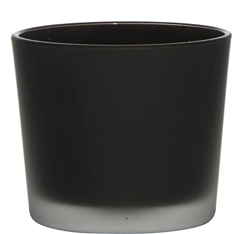 INNA-Glas Maxi Teelichtglas Alena Frost, schwarz matt, 9cm, Ø10cm - Kerzenglas von INNA-Glas