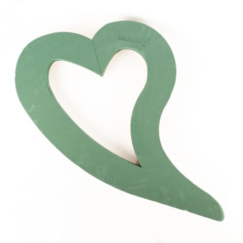 INNA-Glas Ökodur Steckmasse Auto Herz mit Schweif ADLEYA, Hochzeitsdeko, mit Saugnapf, Naturholz-Unterlage, grün, 71x54x5cm - Steckschaum Herz von INNA-Glas