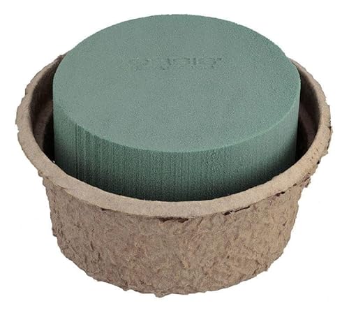 INNA-Glas Oasis Runde Nass-Steckmasse Schale ZAZIl für Gestecke, Biolit Altpapier Schale, grün, 10cm, Ø18cm - Nasssteckschwamm von INNA-Glas