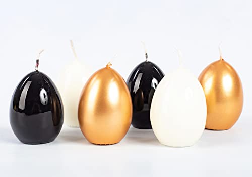 INNA-Glas Ostereier Kerzen LEONITA, 6 Stück, gold-schwarz-elfenbein, 6cm, 4,5cm, 7h - Made in Germany - Deko Kerzen INNA-Glas Ostereier Kerzen LEONITA, 6 Stück, gold-schwarz-elfenbein, 6cm, 4,5cm, 7h - Made in Germany - Deko Kerzen von INNA-Glas