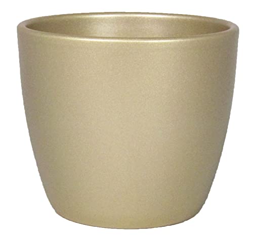 INNA-Glas Pflanztopf, Keramik, Gold-matt, 13,5 cm, Ø 15,5 cm - Übertopf von INNA-Glas