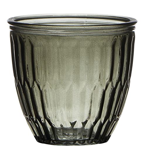INNA-Glas Pflanztopf Jocelyn aus Glas, Muster, klar-grau, 10cm, Ø11cm - Blumentopf von INNA-Glas