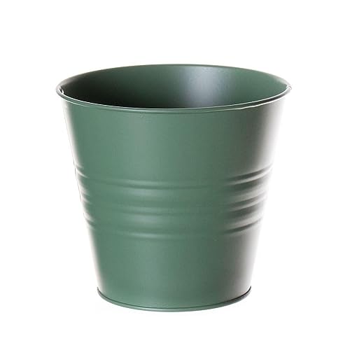 INNA-Glas Runder Zinktopf MICOLATO mit Rillen, patinagrün, 12 cm, Ø 13,5 cm - Zink Übertopf/Deko Topf von INNA-Glas