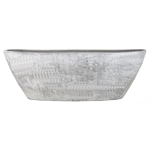 INNA-Glas Schiffchen Keramik Schale Agape mit Maserung, betongrau, 68x19x24cm - Deko Schale von INNA-Glas