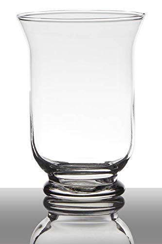INNA-Glas Teelichtglas Glas LEA auf Standfuß, Sanduhr - rund, klar, 20cm, Ø 14cm - Windlichtglas von INNA-Glas
