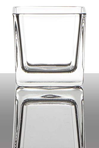 INNA-Glas Teelichtglas Kim, Würfel - Viereckig, klar, 6x6x6cm - Teelichthalter - Kerzenhalter von INNA-Glas
