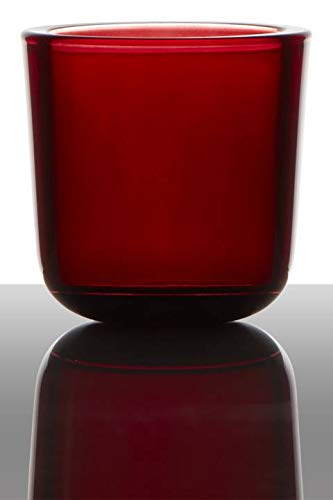 INNA-Glas Teelichtglas Nick, Zylinder - Rund, dunkelrot, 7,5cm, Ø 7,5cm - Kerzenglas - Teelichthalter von INNA-Glas