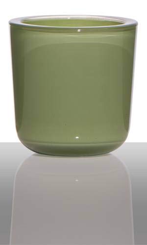 INNA-Glas Teelichtglas Nick, Zylinder - Rund, grasgrün, 7,5cm, Ø 7,5cm - Kerzenglas - Teelichthalter von INNA-Glas