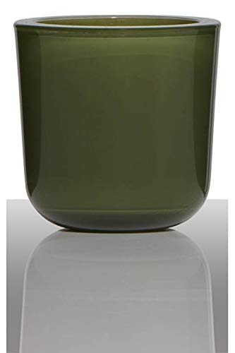 INNA-Glas Teelichtglas Nick, Zylinder - Rund, olivgrün, 7,5cm, Ø 7,5cm - Kerzenhalter - Teelichthalter von INNA-Glas