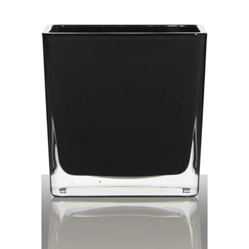 INNA-Glas Teelichthalter Kim Earth aus Glas, schwarz, 10x10x10cm - Windlicht Glas von INNA-Glas