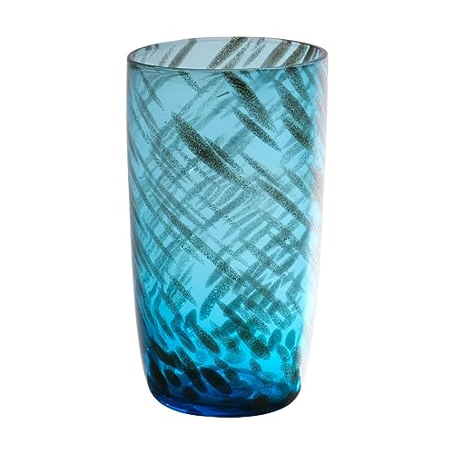 INNA-Glas Tischvase MARICAR aus Glas, mit Muster, blau-Gold-klar, 14,5 cm, Ø 8 cm - Farbige Vase von INNA-Glas