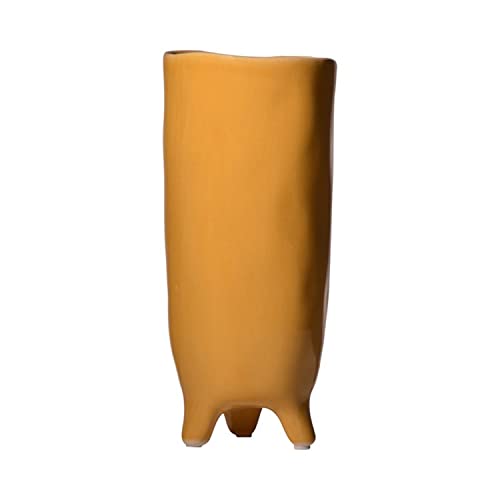 INNA-Glas Vase Keramik Catia mit Füßen, orange-braun, 28cm, Ø12cm - Dekovase von INNA-Glas