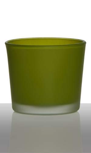 INNA-Glas Votivglas Alena, Zylinder - Rund, apfelgrün, 9cm, Ø 10cm - Kerzenhalter von INNA-Glas