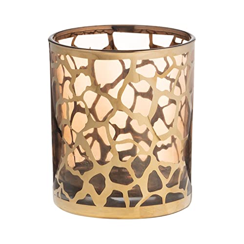 INNA-Glas Votivglas SENGA, Giraffenmuster, Gold, 10cm, Ø9cm - Kerzenhalter von INNA-Glas