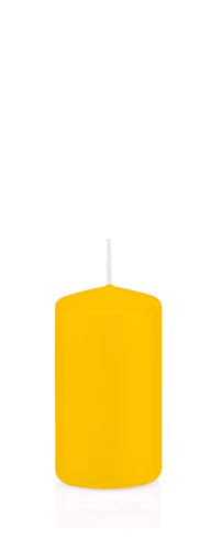 INNA-Glas Wachskerze Maeva, gelb, 10cm, Ø 5cm, 23h - Made in Germany - Stumpenkerze - Windlicht Kerze von INNA-Glas