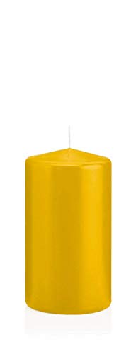 INNA-Glas Wachskerze Maeva, gelb, 13cm, Ø 7cm, 52h - Made in Germany - Stumpenkerze - Windlicht Kerze von INNA-Glas