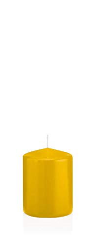 INNA-Glas Wachskerze Maeva, gelb, 8cm, Ø 6cm, 29h - Made in Germany - Stumpenkerze - Windlicht Kerze von INNA-Glas