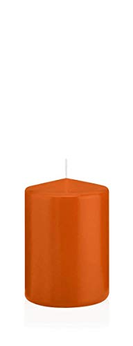 INNA-Glas Wachskerze Maeva, orange, 10cm, Ø 7cm, 42h - Made in Germany - Stumpenkerze - Windlicht Kerze von INNA-Glas