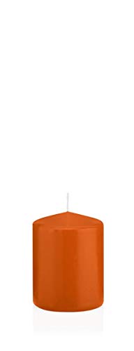 INNA-Glas Wachskerze Maeva, orange, 8cm, Ø 6cm, 29h - Made in Germany - Stumpenkerze - Windlicht Kerze von INNA-Glas