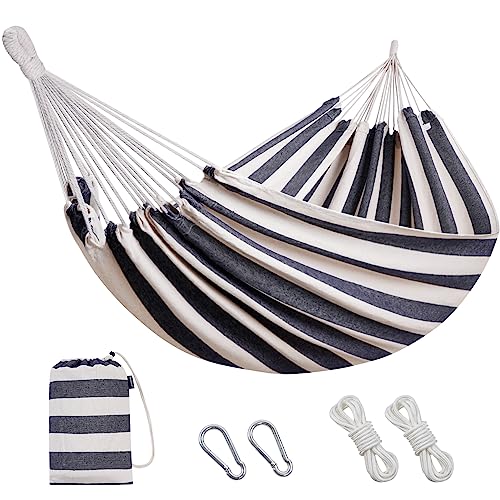Brasilianische Hängematte mit Baumgurten – Baumwoll-Hängematten tragbare Hängematte mit Tragetasche für Hinterhof, Veranda, Außen- und Innenbereich, gestreift Brasilianische Hängematte mit Baumgurten – Baumwoll-Hängematten tragbare Hängematte mit Tragetasche für Hinterhof, Veranda, Außen- und Innenbereich, gestreift von INNO STAGE