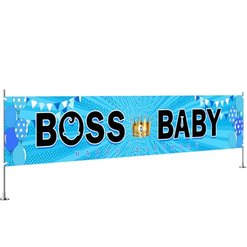 INNORU Boss Boy Banner, Gender Reveal Party Rasen Hof Schild Führer 1. Geburtstag Garten Banner "It's a Boy" für drinnen und draußen, 3 x 0,5 m INNORU Boss Boy Banner, Gender Reveal Party Rasen Hof Schild Führer 1. Geburtstag Garten Banner "It's a Boy" für drinnen und draußen, 3 x 0,5 m von INNORU