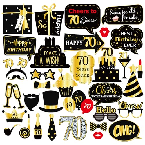 INNORU Foto-Requisiten zum 70. Geburtstag, für Damen und Herren, 70. Geburtstag, lustige Geburtstagsparty, Fotografie-Requisiten, Gastgeschenk, 70 Jahre alt, Tafelaufsatz, Stäbchen, Dekorationen, von INNORU