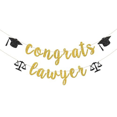 INNORU Wimpelkette mit Aufschrift "Congrats Lawyer Lawyer Graduation Bunting Decor", zukünftige Laywer Anwalt, Absolvent, Juristin, Schule, Abschlussfeier, Party-Dekoration, Zubehör, Gold-Glitzer von INNORU