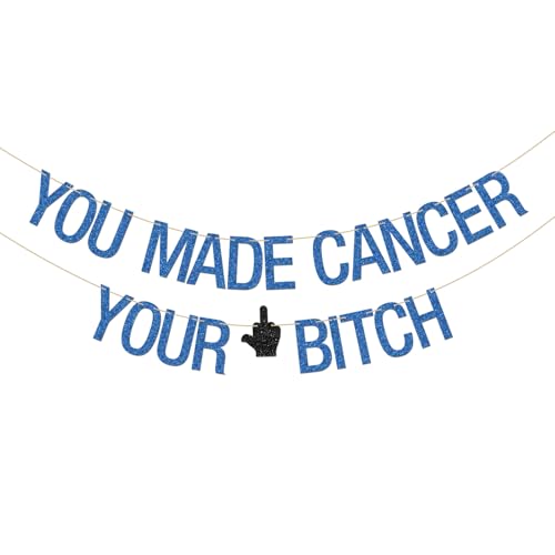 INNORU You Made Cancer Your Bitch Banner Krebs Survivor Party Dekorationen Krebsfrei Chemo Finito Krebs Thema Party Dekoration Blau Glitzer INNORU You Made Cancer Your Bitch Banner Krebs Survivor Party Dekorationen Krebsfrei Chemo Finito Krebs Thema Party Dekoration Blau Glitzer von INNORU