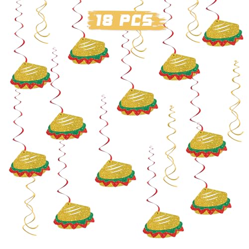 Sandwich-Hängewirbel, Fast-Food-Snacks, Motto-Party-Wirbel, Geburtstag, Hochzeit, Ruhestand, Babyparty, Party, Folie, Deckendekoration, Zubehör, 18 Stück, Glitzer von INNORU