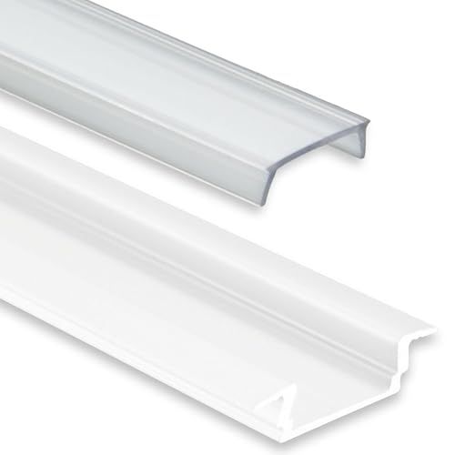 INNOVATE 2m LED Schiene - Aluminium T - Profil - Aluprofil für LED Stripes/Streifen - LED Kanal - Alu Leiste –(Alu T-Profil Mini 12mm weiss - flache klare Abdeckung) von INNOVATE