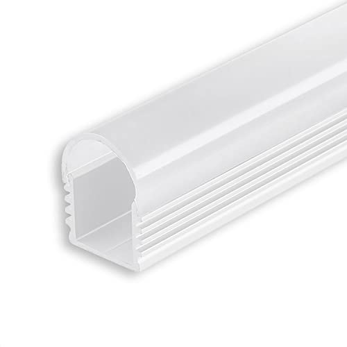 INNOVATE Aluminium - Alu Profil Schiene Leiste Streifen - U-Profile für LED Stripes/Streifen (Alu U-Profil Maxi 12mm weiss - runde milchige Abdeckung) von INNOVATE