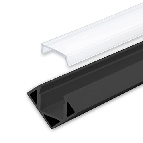 INNOVATE Aluminium - Alu Profil Streifen Leiste - Eckprofile für LED Stripes (Eckprofil Alu schwarz 11mm - opale Abdeckung milchig) von INNOVATE