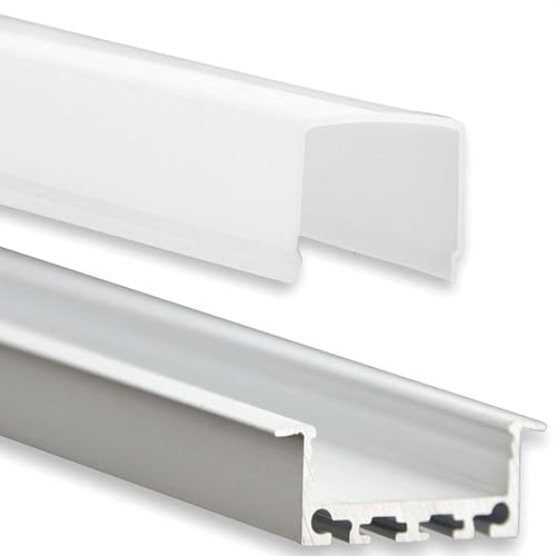 INNOVATE 2m LED Schiene - Aluminium T - Profil - Aluprofil für LED Stripes/Streifen - LED Leiste Alu T-Profil Mini 24mm - milchige Abdeckung von INNOVATE