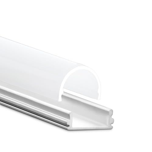 INNOVATE 2m LED Schiene - Aluminium Profil - Aluprofil für LED Stripes/Streifen - LED Kanal - ALU Leiste - U-Profil (Alu U-Profil Mini 12 flach - runde milchige Abdeckung) von INNOVATE