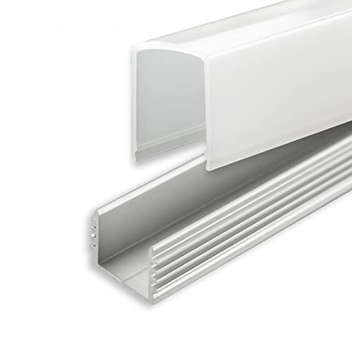 INNOVATE Aluminium - Alu Profil Streifen Leiste - U-Profile für LED Stripes/Streifen (Alu U-Profil Maxi 12mm - hohe milchige Abdeckung) von INNOVATE