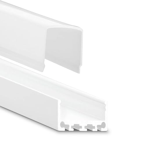 Innovate® Aluminium Profil 2 Meter für Philips Hue Lightstrip und andere LED Streifen/Stripe/Strip - Abmessung: 2000mm x26mm x12mm ALU Leiste, Alu Profil (Weiß, 27mm eckige Abdeckung - satiniert/opal) von INNOVATE