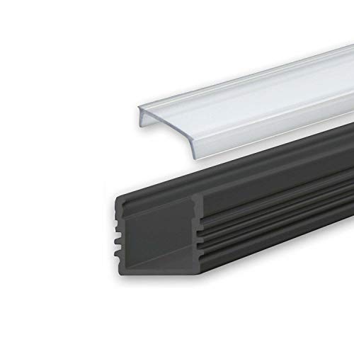 INNOVATE® ALU Profil - LED für Stripes/Streifen Abmessung:2000mm x 17mm x 13mm (Alu Profil schwarz inkl. klarer Abdeckung für LED Stripe/Strip) von INNOVATE
