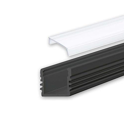 INNOVATE® ALU Profil - LED für Stripes/Streifen Abmessung:2000mm x 17mm x 13mm (Alu Profil schwarz inkl. milchiger/opaler Abdeckung für LED Stripe/Strip) von INNOVATE
