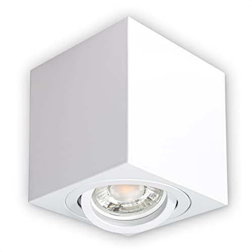 INNOVATE® LED Aufbauspot - 35° schwenkbare Aufbauleuchte - kompakter Aufputz Deckenspot - moderner IP20 Aufbaustrahler GU10 Fassung - flaches Downlight excl. Leuchtmittel (1 Stück, Weiß Eckig) von INNOVATE