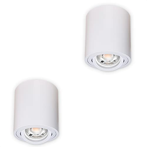 INNOVATE LED Aufbauspot - 35° schwenkbare Aufbauleuchte - kompakter Aufputz Deckenspot - moderner IP20 Aufbaustrahler GU10 Fassung - flaches Downlight excl. Leuchtmittel (2 Stück, Weiß Rund) von INNOVATE