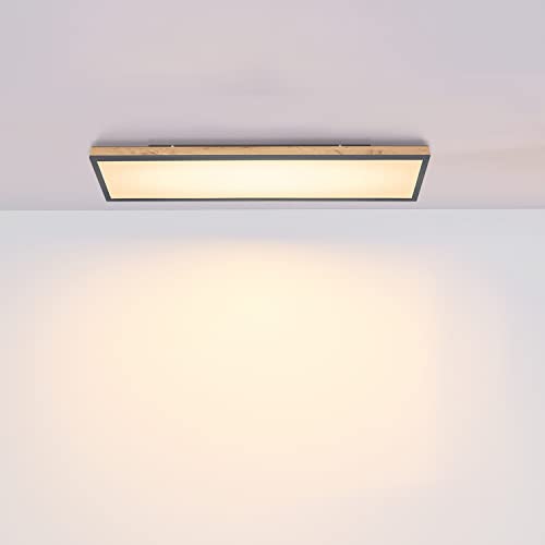 INNOVATE® LED Deckenleuchte Holzrahmen eckig 20x80 – 1500 Lumen Deckenlampe flach warmweiß 3000K – 24 Watt LED Panel opale Abdeckung 20.000h – Aluminium graphitfarben Flur Lampe Wohnzimmer 230 Volt von INNOVATE