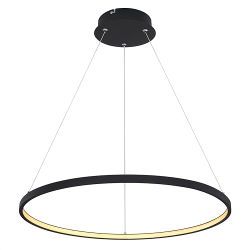 INNOVATE LED Pendelleuchte Ring 60cm | 29W Kreis Hängeleuchte schwarz | Runde Hängelampe Aluminium 3000K warmweiß | Design Esszimmerlampe 1300 Lumen | 1,2m Deckenleuchte Wohnzimmer | Pendellampe von INNOVATE