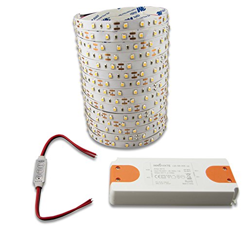 INNOVATE® LED Strip 5M SET | 24V | 4,8W/m | inklusive Mini Kabeldimmer + Trafo ECO Transformator für LED Stripes | Driver | Netzteil | Flexband | LED Streifen von INNOVATE