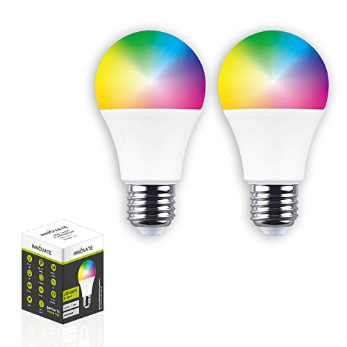 INNOVATE 2 x Smart WLAN LED E27 RGB 5in1 TUYA WIFI Glühbirne 10W ersetzt 50W Glühlampe Dimmbare Intelligente Home Lampen [Doppelpack], steuerbar via TUYA App, Alexa – Google Assistant geeignet von INNOVATE