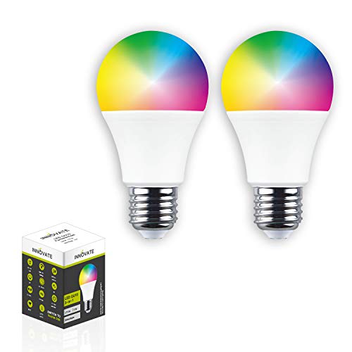 2 x Smart WLAN LED E27 RGB 5in1 TUYA WIFI Glühbirne 10W ersetzt 50W Glühlampe Dimmbare Intelligente Home Lampen [Doppelpack], steuerbar via TUYA App, Alexa – Google Assistant geeignet von INNOVATE