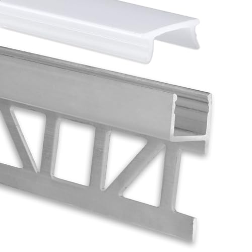 INNOVATE 2m LED Fliesenprofil - Aluminium Profil inkl. Cover - Fliesenleiste für LED Stripes bis 12mm - Indirekte Beleuchtung - Kantenschutz - Aluleiste – Wärmeableitung (Wandprofil silber 10mm) von INNOVATE