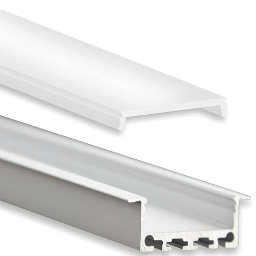 INNOVATE 2m LED Schiene - Aluminium T - Profil - Aluprofil für LED Stripes - LED Streifen – (Alu T-Profil Mini 24mm - flache milchige Abdeckung) von INNOVATE