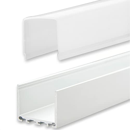 INNOVATE 2m LED Schiene - Aluminium U - Profil - Aluprofil für LED Stripes/Streifen - LED Kanal - ALU Leiste -(Alu U-Profil Maxi 24mm - hohe milchige Abdeckung) von INNOVATE