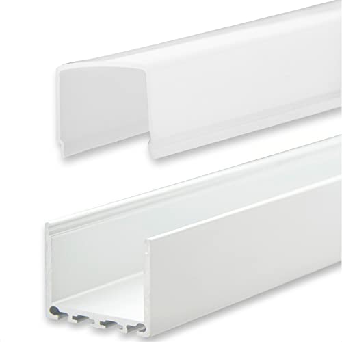 INNOVATE 2m LED Schiene - Aluminium U - Profil - Aluprofil für LED Stripes/Streifen - LED Kanal - ALU Leiste -(Alu U-Profil Maxi 24mm - milchige Abdeckung) von INNOVATE