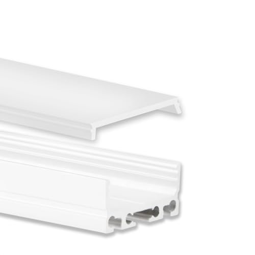 INNOVATE 2m LED Schiene - Aluminium U-Profil - Aluprofil für LED Stripes/Streifen - LED Kanal - ALU Leiste -2000mm x 26mm x 12mm ALU Leiste, Alu Profil (Weiß, Standard Abdeckung - satiniert/opal) von INNOVATE